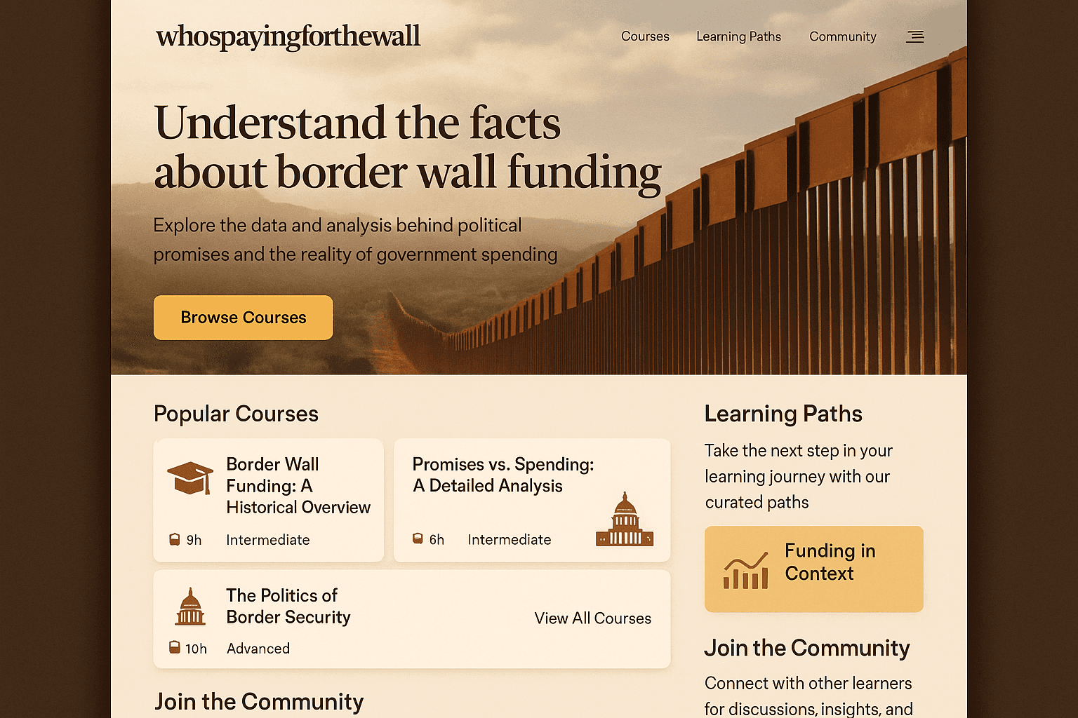 whospayingforthewall.com website mockup